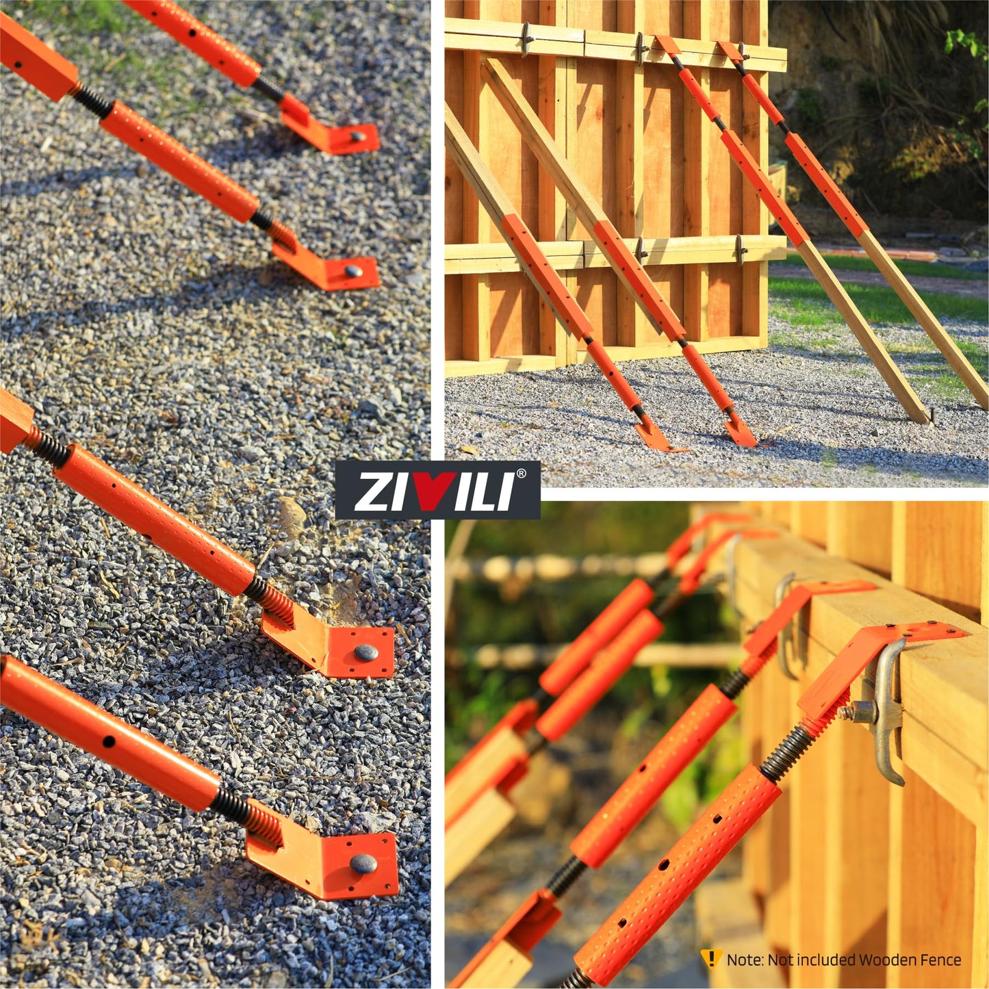 ZiViLi Adjustable Wall Turnbuckle Tensioner (Adjustable Length: 33.2"-40"), Heavy Duty Stainless Steel Concrete Wall Brace with Flat Plate 8Pack