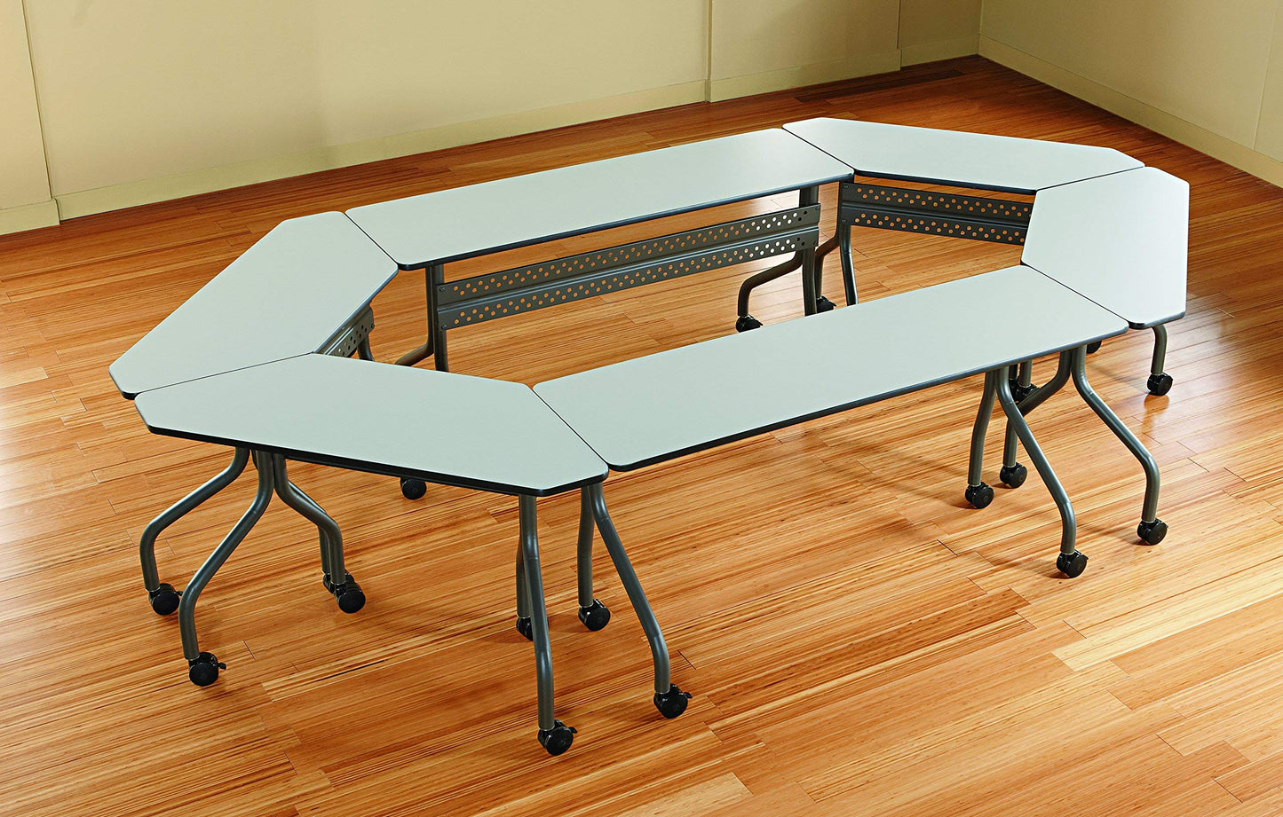 Iceberg Officeworks Mobile Training Table with Two Locking Wheels, Gray and Charcoal, 72" L x 18" W x 29" H