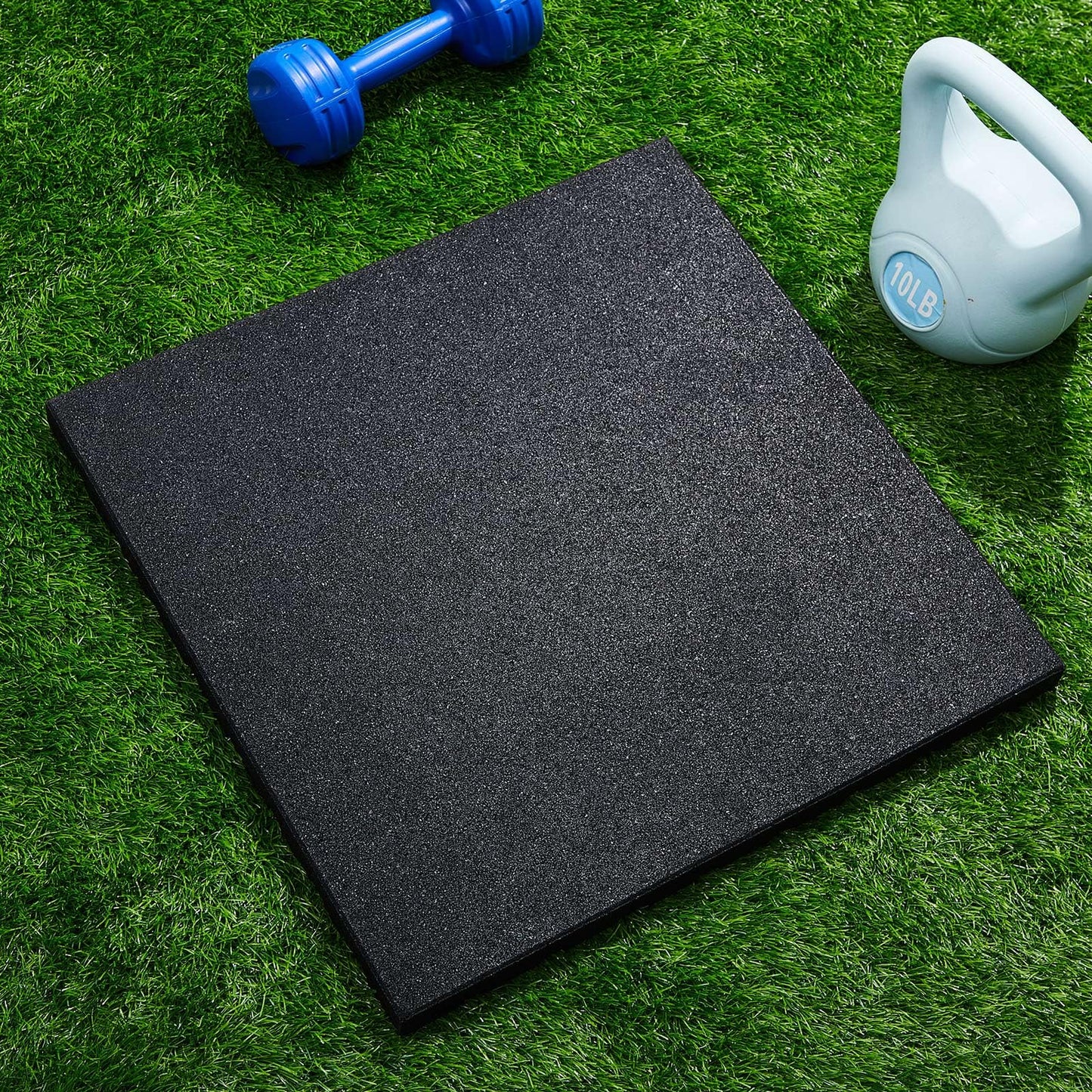 Maasechs 2 Pack 1.38" Thick Heavy Duty Rubber Exercise Equipment Mats 20"x20" Multi-purpose Gym Floor Mat Tiles for Deadlift Platforms Home Anti-smash Anti-slip Shock-absorbing Floor Protectors