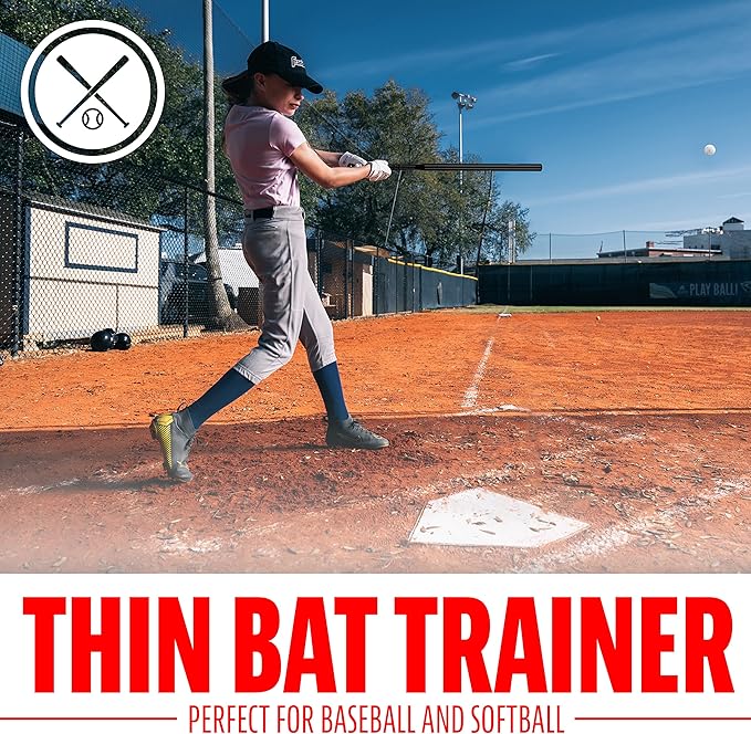 Franklin Sports MLB Baseball Training Bat + Balls - Thin Stick Training Equipment for Hitting Practice - Skinny Mini Bat + Ball Set for Contact Batting - 30"