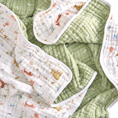 Aden + Anais Essentials Dream Blanket - Lightweight Muslin Baby Blanket for Nursery & Crib - Sage Woodland