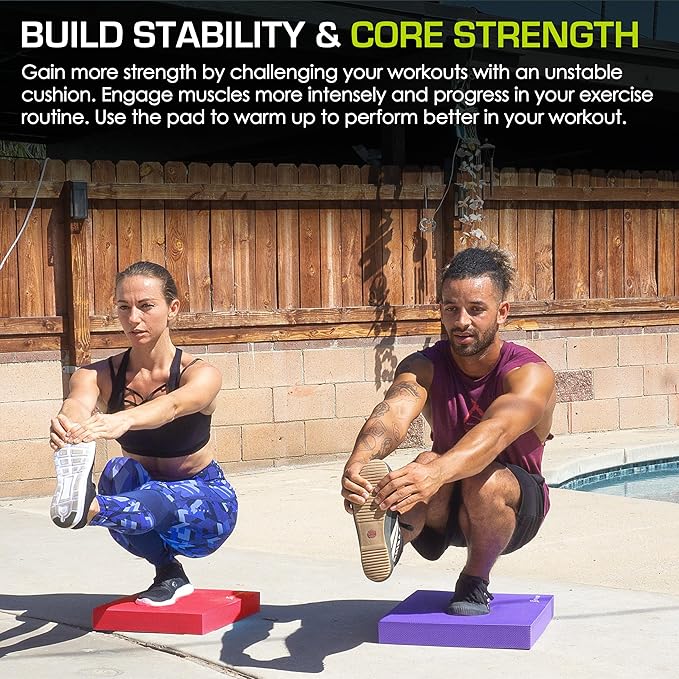 ProsourceFit Exercise Balance Pad – Non-Slip Cushioned Foam Mat & Knee Pad for Fitness and Stability Training, Yoga, Physical Therapy