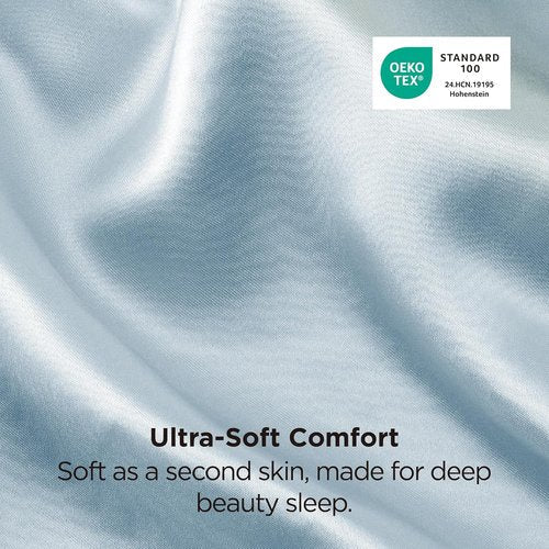Bedsure Satin Pillowcase - Luxurious Silk-Like Comfort | Standard Size 20x26 Inches, Stone Blue, 2-Pack