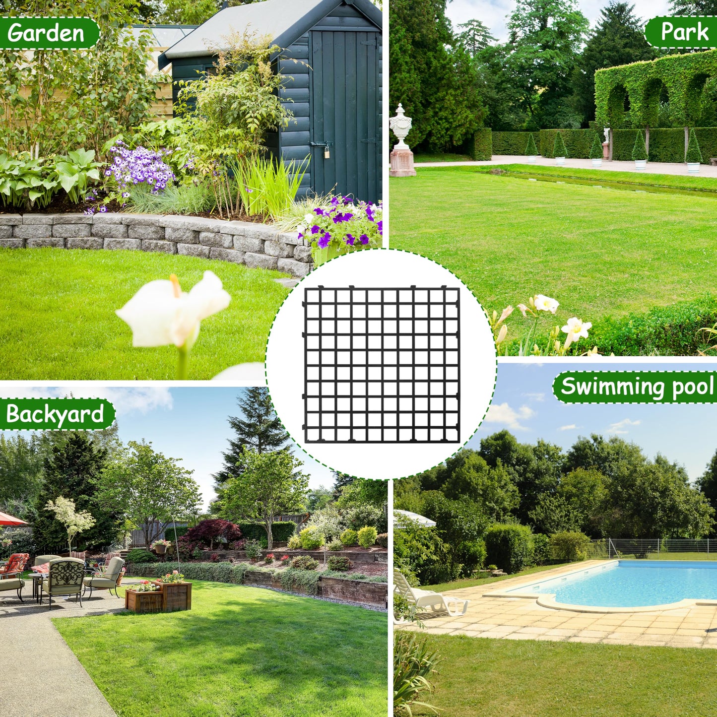 Goldshire12 Units 19.5 x 19.5 Inch Permeable Pavers Gravel, Grass& Gravel Driveway System, Interlocked Pavers Gravel Grid Black PE Shed Base 1" Depth, 32 Sq Ft