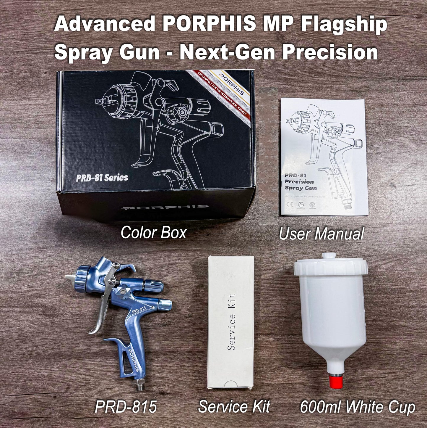 PORPHIS Paint Spray Gun PRD-815 MP Type with a One-piece Nozzle 1.3mm Automotive Refinishing Spray Gun, Blue