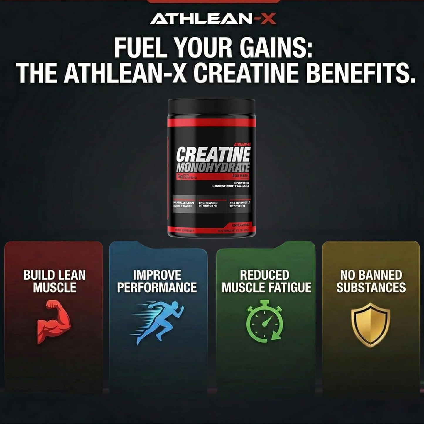 X-CREATINE Pure Micronized Creatine Monohydrate Powder - Supports Muscle Strength, Power, and Recovery - Gluten-Free, Non-GMO, Performance Enhancing Supplement (90 Servings)
