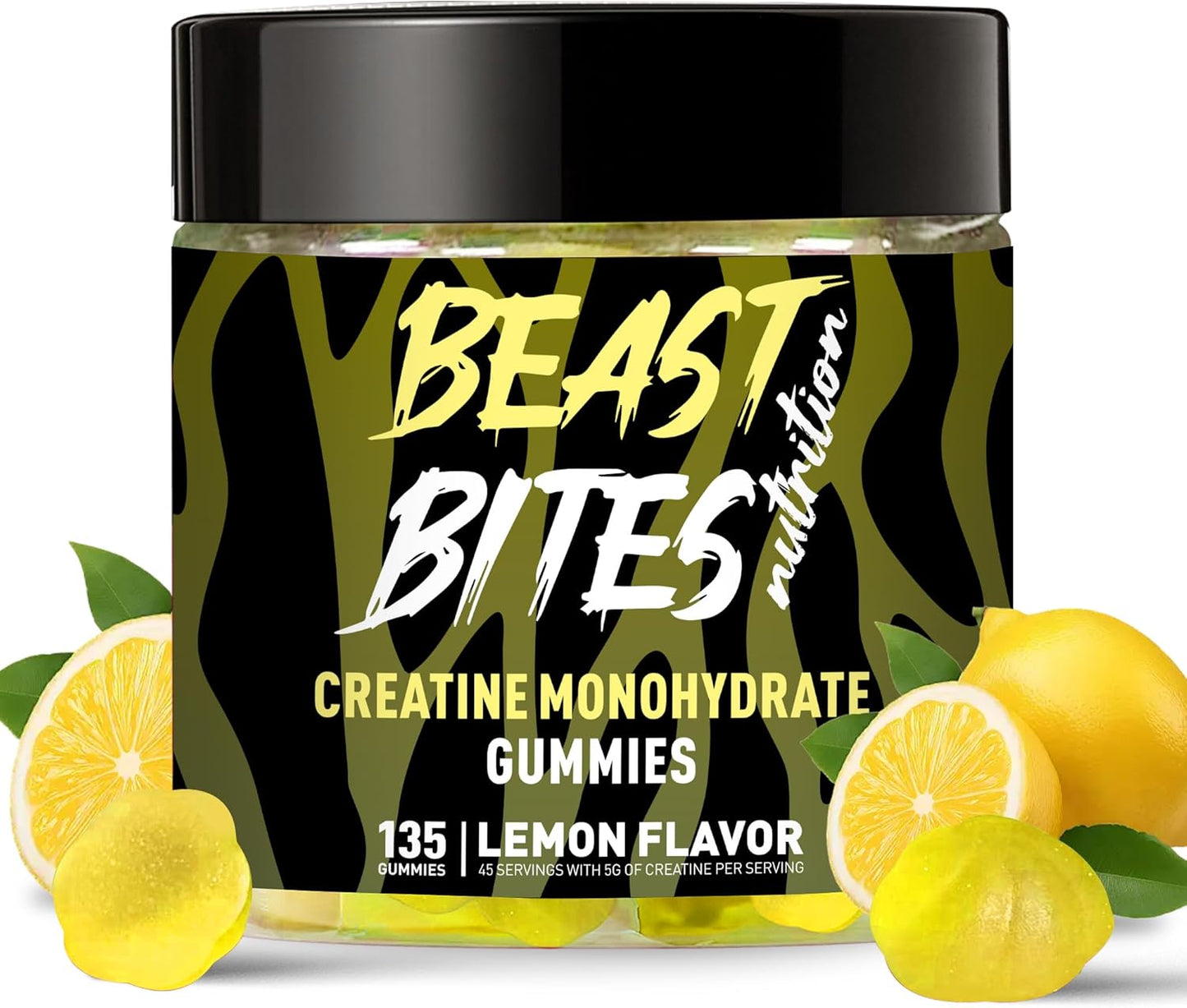 Creatine Monohydrate Gummies 5000mg (135 Count)-Lemon Flavor.
