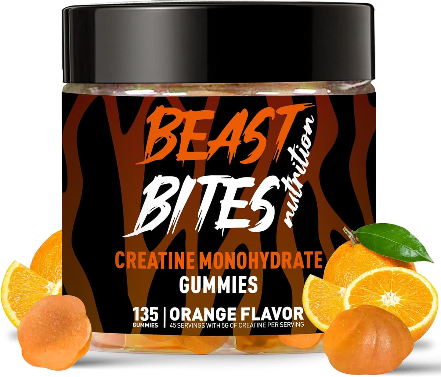 Creatine Monohydrate Gummies for Men & Women - 5g of Creatine Monohydrate per Serving - Sugar Free,Vegan, Orange Flavor, 135 Count (45 Servings).
