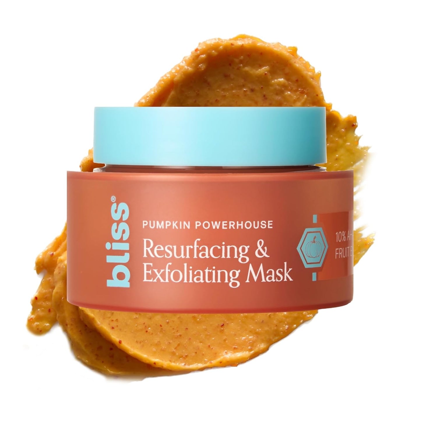 Bliss Pumpkin Powerhouse Resurfacing Enzyme Mask with 10% AHA Pumpkin Blend, Hyaluronic Acid & Prebiotics for Smooth Glowing Skin, Vegan Cruelty-Free Face Mask, 1.7 Oz