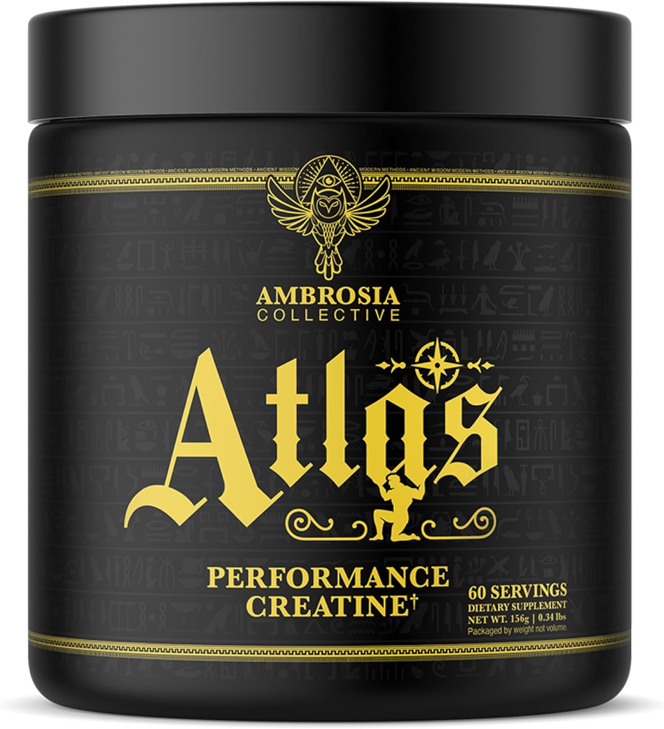 Ambrosia Atlas Creatine Monohydrate Powder | Creapure + Acetic Acid for Enhanced Absorption | Strength, Endurance & Recovery Support | Unflavored | 60 Servings