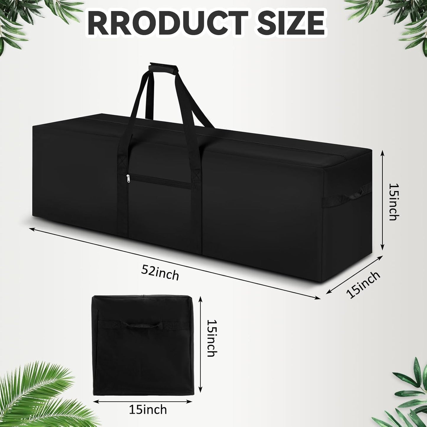 Extra Large 52" Duffle Bag 190L Heavy Duty Storage Bag, Waterproof 600D Oxford Travel Gear Bag with Zipper Pocket & Handles, Camping Tent Storage, Moving Bag, Sports Equipment Bag
