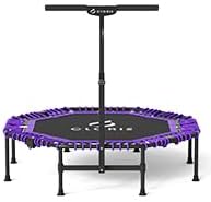 CLORIS 38in/48in Folding Trampoline - Max Load 220lbs / 450lbs Trampoline Rebounder Trampoline for Adults with Adjustable Foam Handle, with safty Padded Cover Best Gift