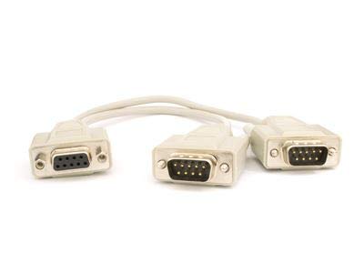 DB9 1 2 RS232 12 Inch Networx Serial Y-Splitter Cable - Female to Male Adapter - Port Splitter for POS, Scanner, Modem