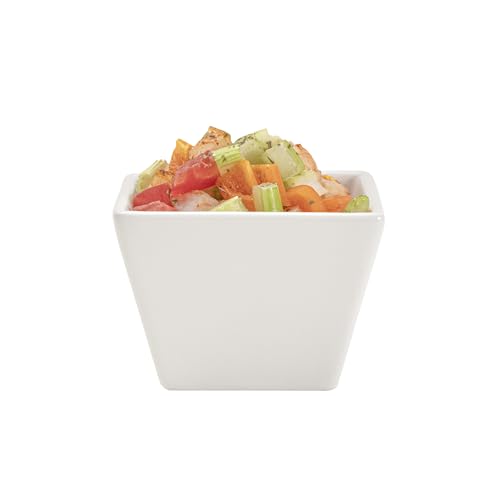 Restaurantware 6 Ounce Small Dessert Cups 10 Square Fondue Bowls - Oven Safe Chip Resistant White Porcelain Porcelain Dip Bowls Dishwasher Safe For Snacks Or Desserts