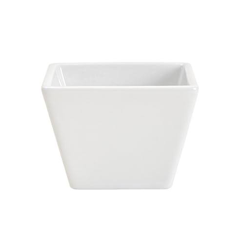 Restaurantware 6 Ounce Small Dessert Cups 10 Square Fondue Bowls - Oven Safe Chip Resistant White Porcelain Porcelain Dip Bowls Dishwasher Safe For Snacks Or Desserts