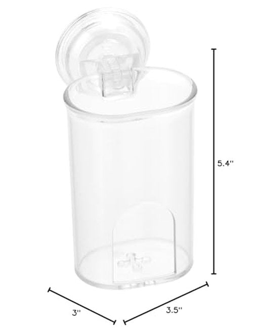 iDesign Plastic Suction Tumbler Cup and Bathroom Organizer for Mirror or Shower Storage – 3" x 3.5" x 4.5", Clear