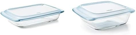 OXO Good Grips Glass Baking Dish Set - Freezer-to-Oven Safe, 3 Qt & 2 Qt with Lids | Clear, 9 x 13 & 8 x 8