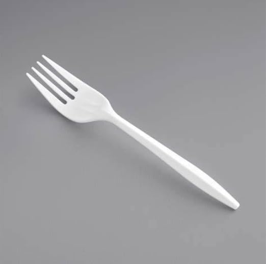 Skiennix 1000 Count White Disposable Plastic Forks - Medium Weight, Sturdy & Durable