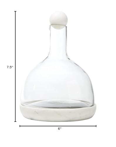 Santa Barbara Design Studio Table Sugar Marble and Glass Wine Carafe, 42-Ounce, White