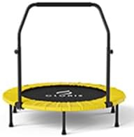 CLORIS 40in Folding Trampoline Mini Trampoline Rebounder Trampoline for Adults Fitness Trampoline with Adjustable Foam Handle, with safty Padded Cover Best Gift.