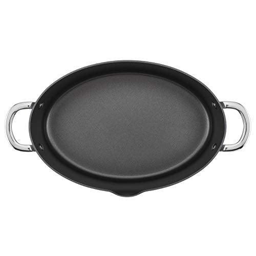 Rachael Ray 80090 Professional Hard Anodized Nonstick Cookware Oval Pasta Pot/Braiser, 8 Quart - Gray