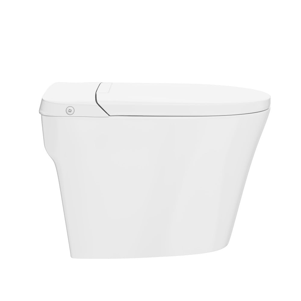 Swiss Madison Hugo H Power Flush Tankless Toilet 10" Rough-in 1 GPF Non-Electric ADA Toilet with Integrated Tank in Glossy White