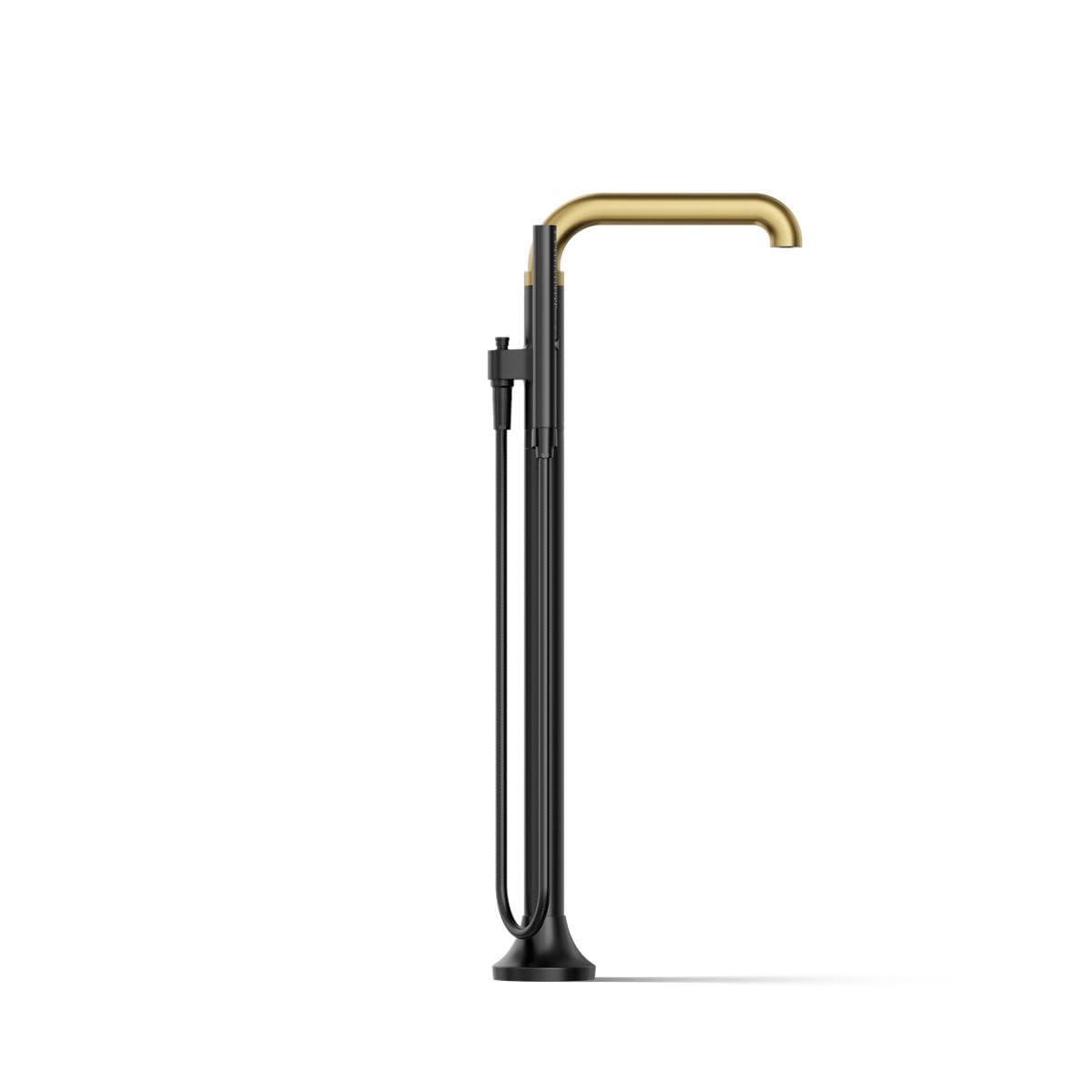 Kohler T27424-4-BMB Tone™ Floor-Mount Bath Filler Trim with handshower, Matte Black with Brushed Moderne Brass