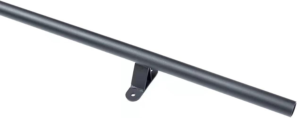 DIYHD 9.9FT Sliding Library Ladder Black Track Kit,Stand Up Tensible Rolling Hardware,Brake Bottom Wheels