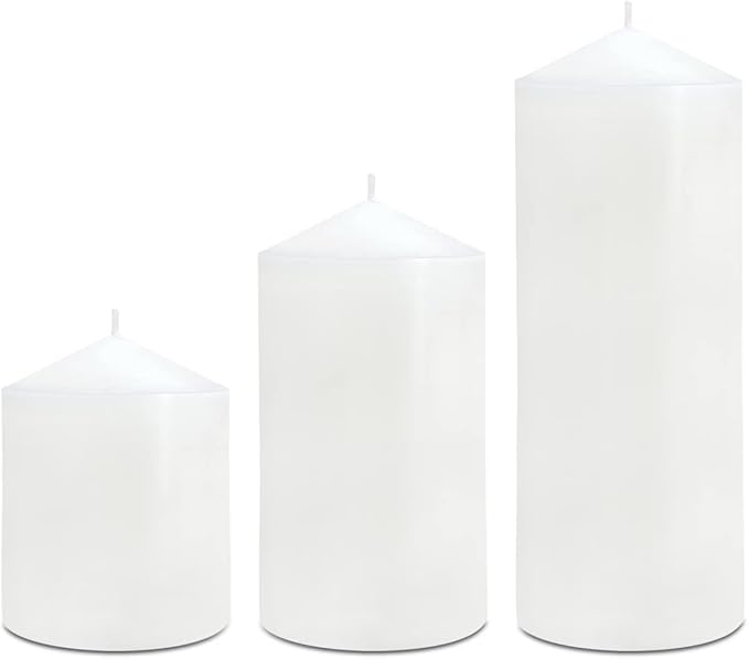 Pillar Candles 3 x 4, 6, and 8 inches, Large Handmade Candles Set of 3, Decorative Candles for Wedding, Home Decoration, Dinner, Church, Multiple Colors Available