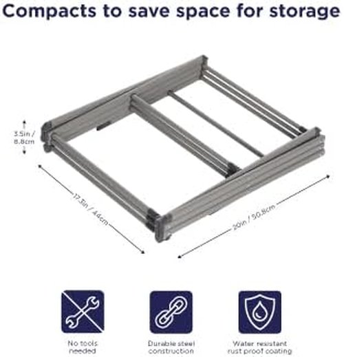 BLACK+DECKER 3-Tier Expandable Laundry Rack - Space-Saving, Heavy-Duty Metal Drying Rack (Silver)
