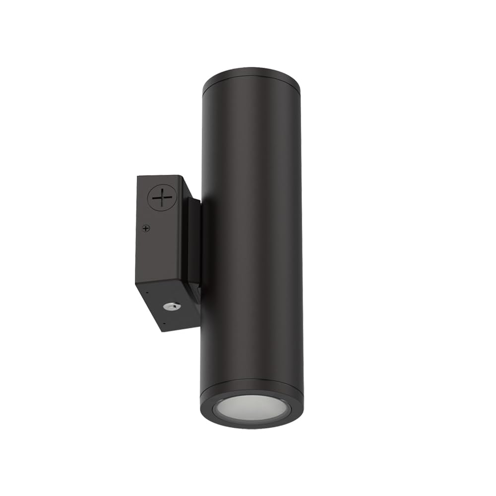 Lithonia Lighting WMCL 4 Inch LED Outdoor Wall Light, Modern Cylinder Outdoor Wall Sconce with Up/Down/Both Beam Direction, Selectable White Color, Photocell Dusk-to-Dawn, 45-Degree Beam Spread