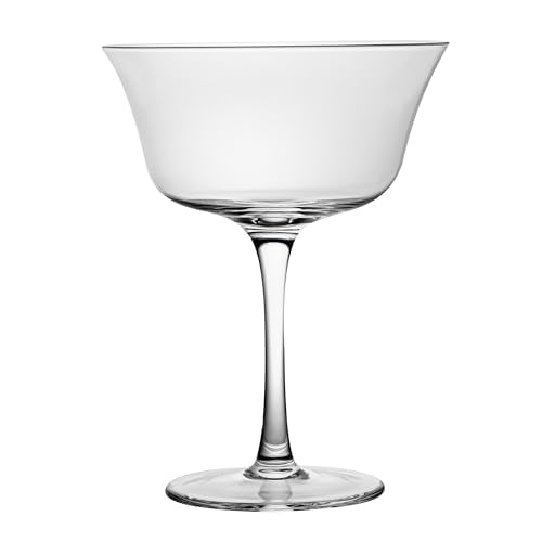 Restaurantware-Vetri 13 Ounce Flared Coupe Glasses, 6 Dishwashable Martini Glasses - No Lead, Long Stemmed, Clear Glass Cocktail Drinkware, For Hosting Parties, Serve Margarita Or Cosmopolitan