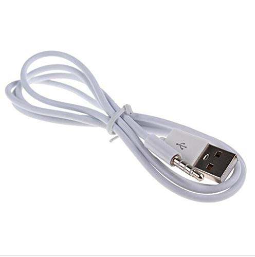 3.5mm MP3 Male Jack to USB Charging Data Cable Compatible for SYRYN Waterproof Player, Headphones, White