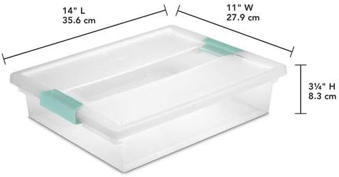 Sterilite Large Clip Box - Clear with Blue Aquarium Latches | Set of 2 for Easy Storage