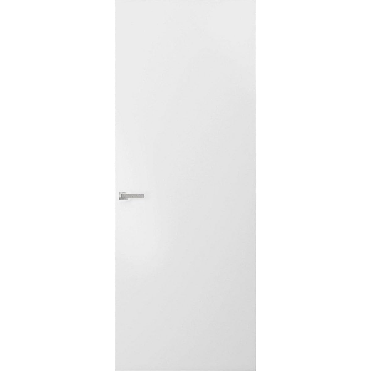 SARTODOORS Interior Invisible Solid Hidden Door with Handle | Planum 0010 Primed with Silver Hidden Frame 30" x 96" Right-Hand Inswing | Concealed Hinges Lock Handle | Modern Wood Frameless Doors