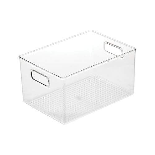 iDesign Pantry Organizer Bins with Handles - Storage Bins for Cabinets or Fridge - Set of 4 - Clear