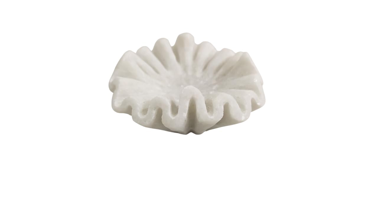 Marble Ruffle Bowl, Marble Scalloped Bowl, Marble Decorative Bowl, Handmade Ruffled Bowl