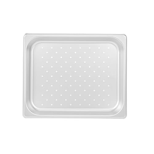 Restaurantware Steam Table Pan 12 Pack of Half Size Stainless Steel Perforated Hotel Pan Anti-Jam 1 1/4 Inch Deep Silver Commercial Kitchen Pan 24 Gauge