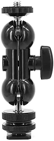 Walway 1/4" Cool Ballhead Multi-Function Double Ball Head with Cold Shoe Mount and Screw for DSLR
