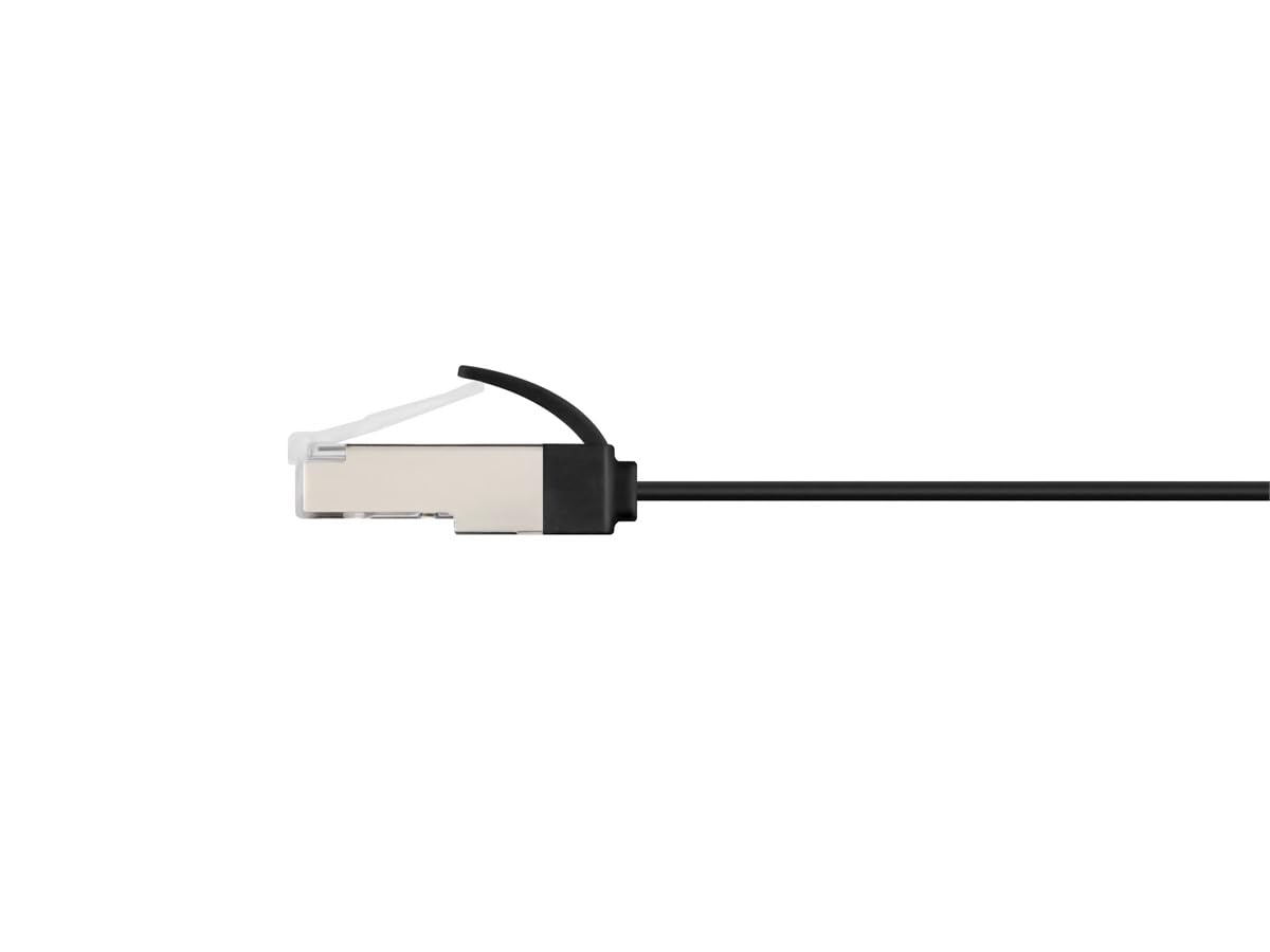 Cat6A 32AWG 3ft Monoprice Ethernet Patch Cable - Slim Flat U/FTP Molded Boot Black