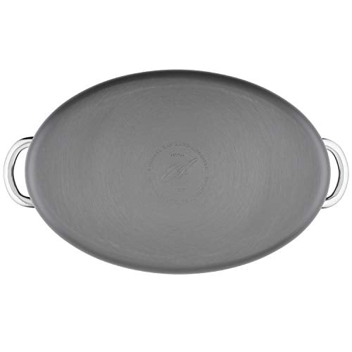 Rachael Ray 80090 Professional Hard Anodized Nonstick Cookware Oval Pasta Pot/Braiser, 8 Quart - Gray