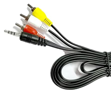 KKPOERT 3.5mm 1/8 inch 3 MP3 (5FT) Replacement to RCA Portable Video Camera AV Audio and Video Output Cable, TRRS