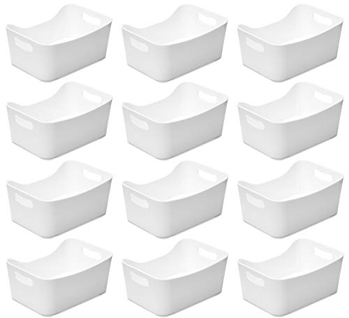 YBM HOME Storage Bins - Open Plastic Organizers and Storage Basket for Kitchen Pantry Organization, Under Sink Bathroom Storage, Toy Baskets, Food Storage Box Containers (Small - 12 Pack, White)