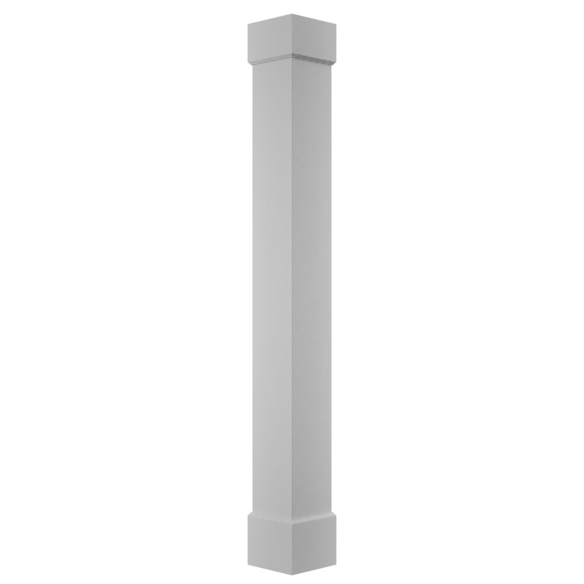Ekena Millwork 10"W x 9'H Premium Square Non-Tapered Smooth PVC Endura-Craft Column Wrap Kit, Standard Capital & Base