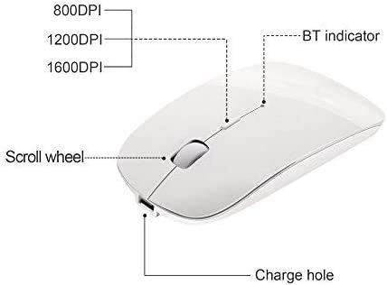 Tsmine 3 Bluetooth Wireless Mouse - Slim Rechargeable, Noiseless Click & Adjustable DPI Levels for Laptop, Tablet