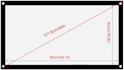16:9 16:9 (40 inches) Projection Screen, Non Crease White Projector Screen, Thicken Portable Non Crease Soft White