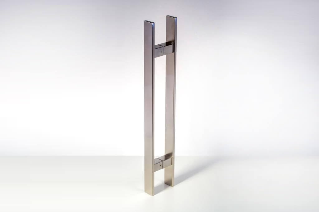12 Inches Push Pull Door Handle Brushed Nickel Satin Finish, Modern Glass Door Handles Stainless Steel Pulls for Commercial Front Doors Home Office Barn Entrance Doors, Rectangular Flat Shaped Bar
