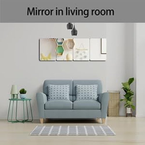 Kids Safety Shatterproof Mirror For Wall, Mirror Tiles, Made of Unbreakable Acrylic, Thick 0.12",4 Pack 12"x12", Bedroom Door Closet Mirrors, Plexiglass, Living Room Mirrors, Glassless Mirro for Kids