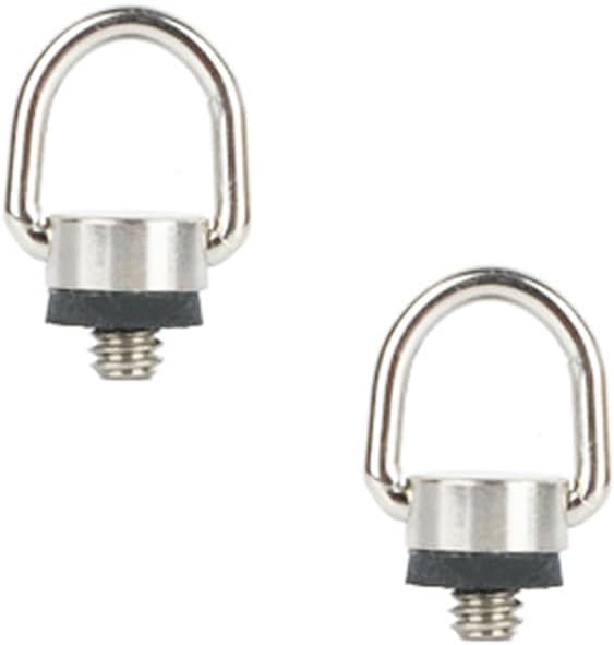 LannuMet 2 Pack 1/4"-20 D Ring Screw Hinged Holder Camera Fixing Screw with Rubber Padded for Tripod DSLR Cameras