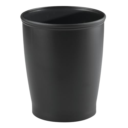 iDesign Small Round Plastic Bathroom Trash Can - Set of 2 - Black - Made in USA